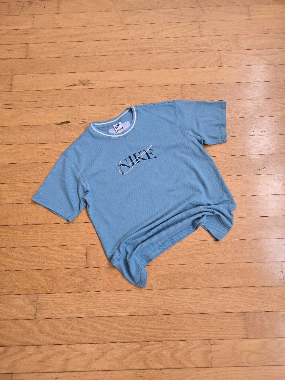 Vintage Y2K | Nike Pastel Blue Sporty Loose Fit Short Sleeve T-shirt | WMS S